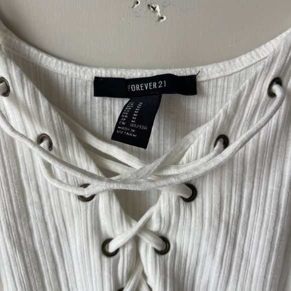 Forever 21 White Lace-Up Women's Bodysuit Medium - Picture 2 of 3